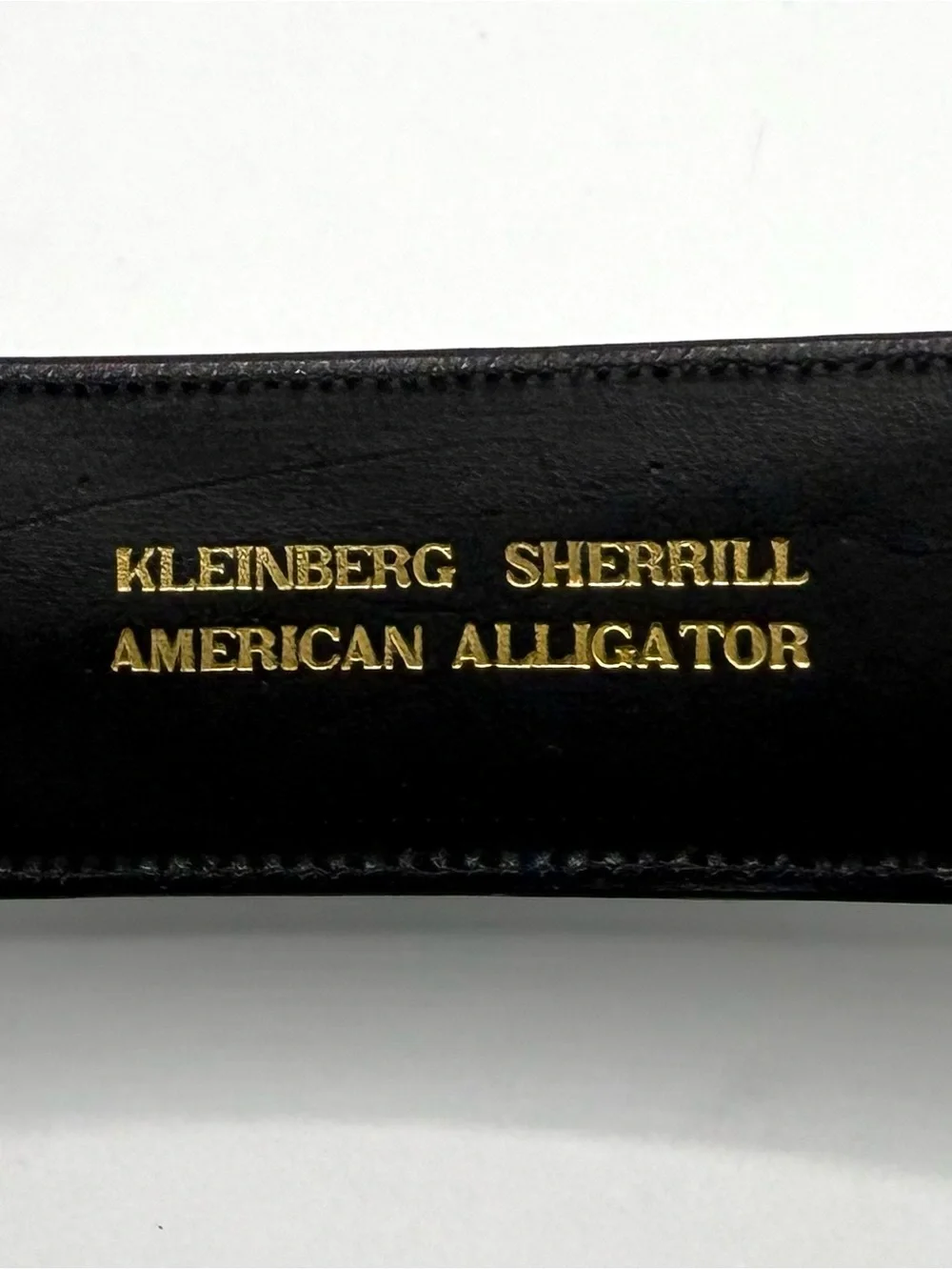 VTG Kleinberg Sherrill 1980s Black American Alligator Leather Belt Gold Buckle